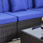 Outsunny 7pc Rattan Furniture Set w/ Side Table Lounge Sofa Cushion