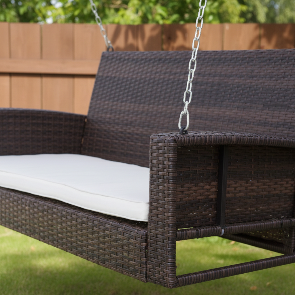 Outsunny 2-person Outdoor Wicker Porch Swing Chair Garden Hanging