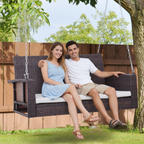 Outsunny 2-person Outdoor Wicker Porch Swing Chair Garden Hanging
