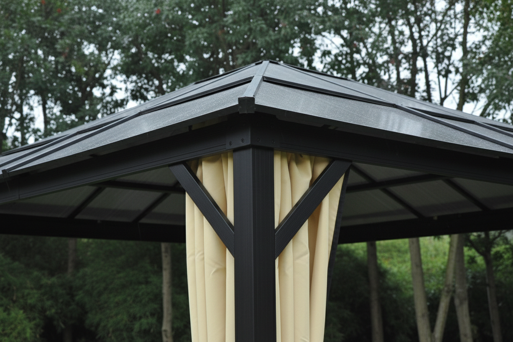 Outsunny 14x12ft Hardtop Outdoor Patio Gazebo Aluminum Pole w/Mosquito