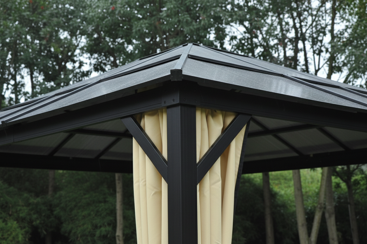 Outsunny 14x12ft Hardtop Outdoor Patio Gazebo Aluminum Pole w/Mosquito