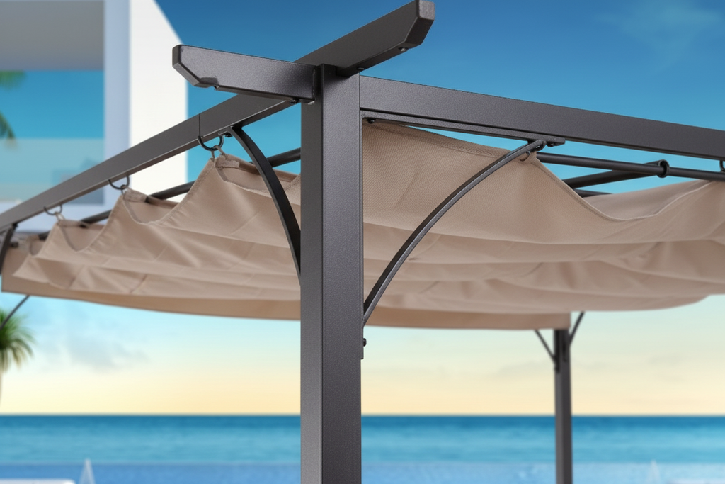 Outsunny 10' Outdoor Pergola Gazebo Retractable Sun Shade Covered