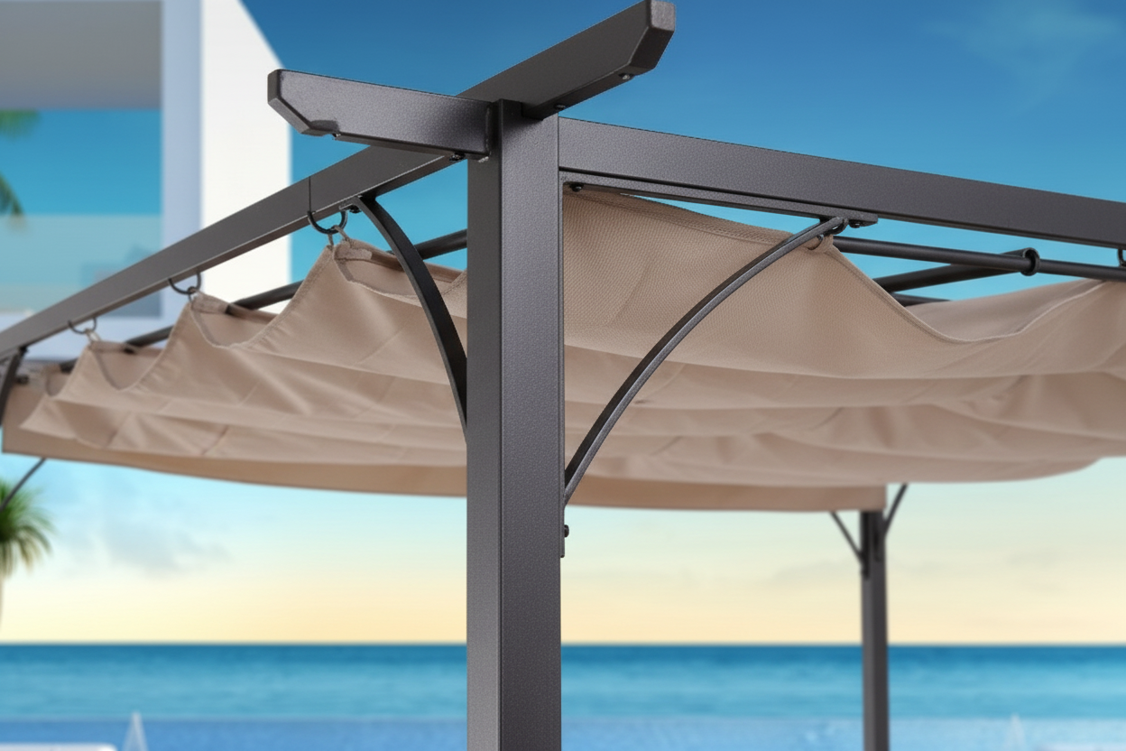 Outsunny 10' Outdoor Pergola Gazebo Retractable Sun Shade Covered