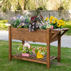 Outsunny 49'' x 21'' x 29'' Wooden Raised Garden Plant Stand Tall
