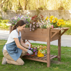 Outsunny 49'' x 21'' x 29'' Wooden Raised Garden Plant Stand Tall