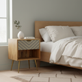 Sleek Cement Brass Inlay Bedside with Open Slot
