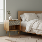 Sleek Cement Brass Inlay Bedside with Open Slot