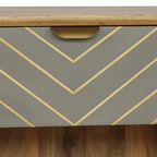 Sleek Cement Brass Inlay Bedside with Open Slot