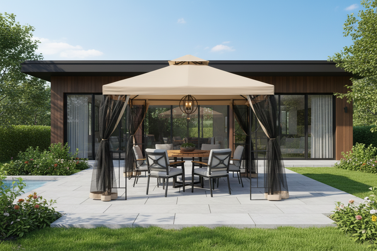 Outsunny Outdoor Patio Gazebo Pavilion Canopy Tent Steel w/ Mosquito