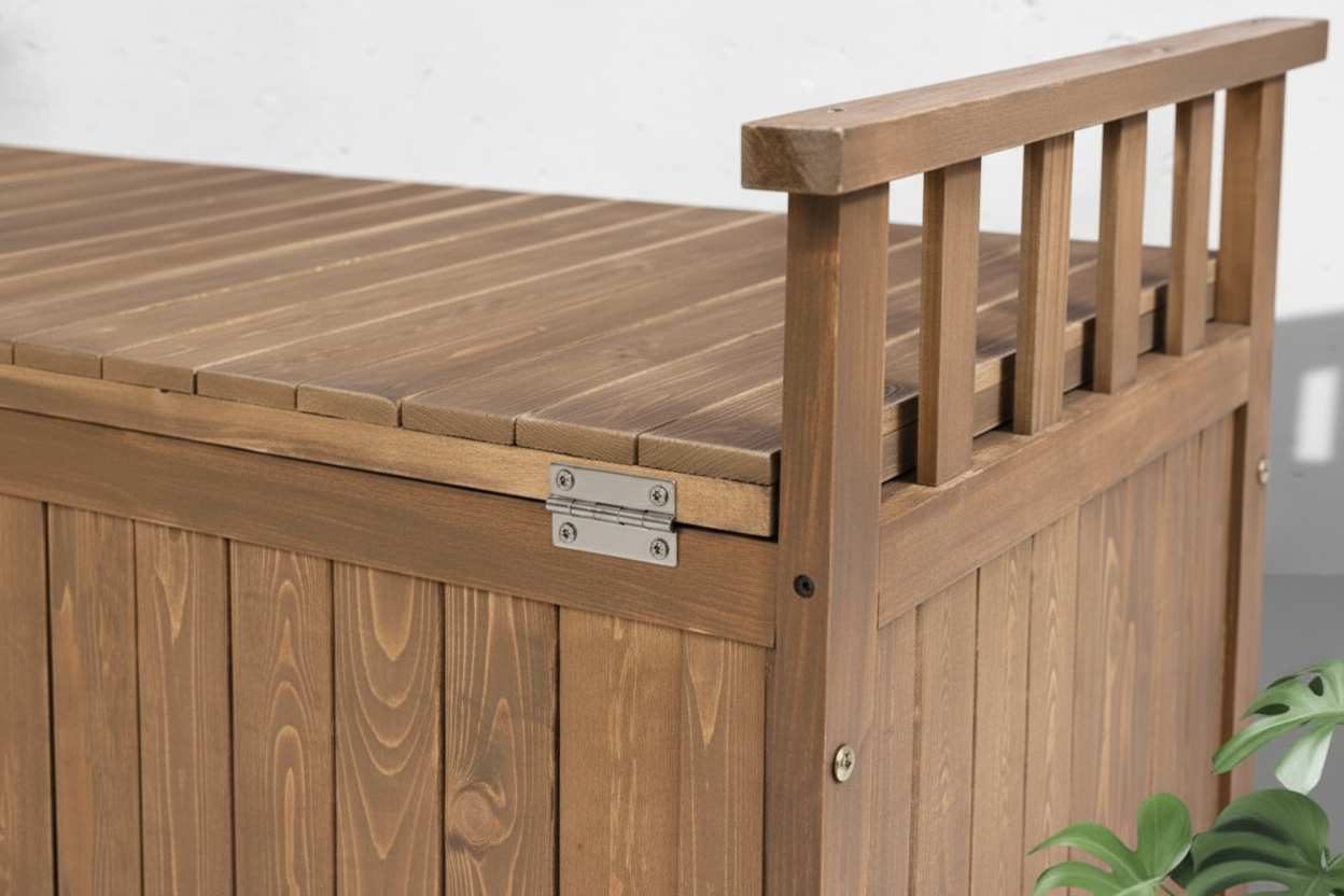 Gardeon Outdoor Storage Bench Box 129cm Wooden Garden Toy Chest Sheds