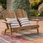 Outdoor Adirondack Loveseat with Hand Crafted Details, Natural
