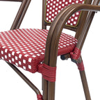 Crowned Wicker Bistro Chair with Checkered Pattern and Curved Arms, Set of 2