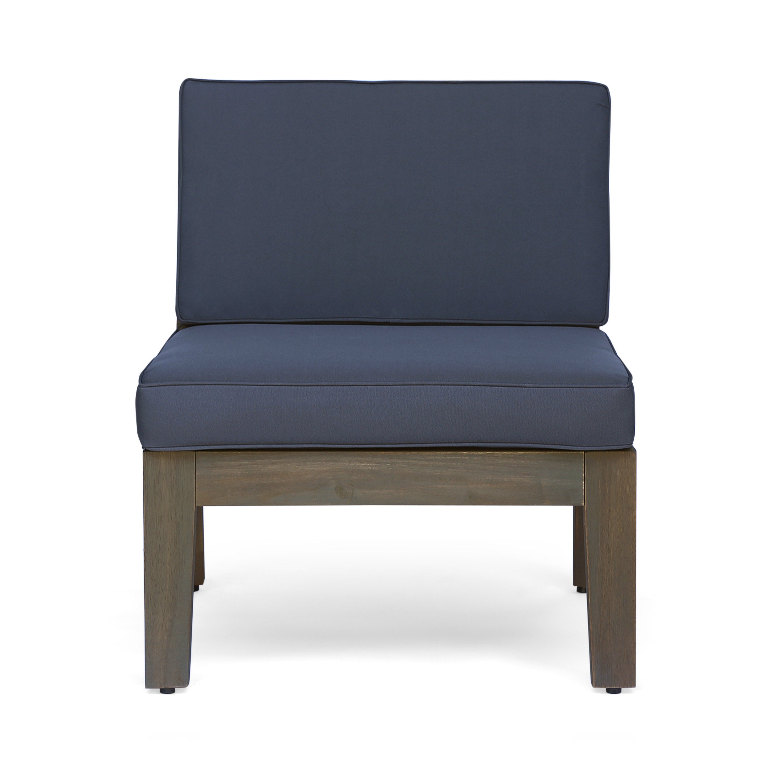 Grenada Outdoor Acacia Wood U-Shape Armless Sectional Sofa