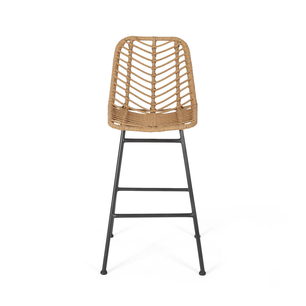 Sawtelle Outdoor Wicker Barstools, Set of 2
