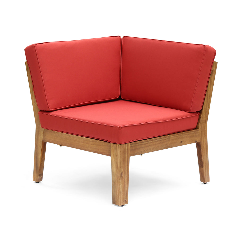 Grenada Outdoor Acacia Wood U-Shape Armless Sectional Sofa