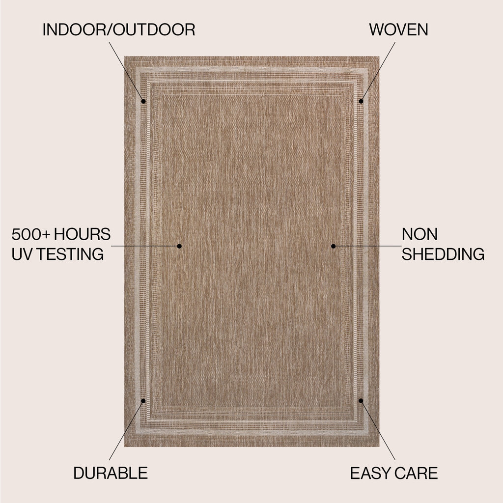 Lido Traditional Casual Pinstripe Border Indoor/Outdoor Area Rug