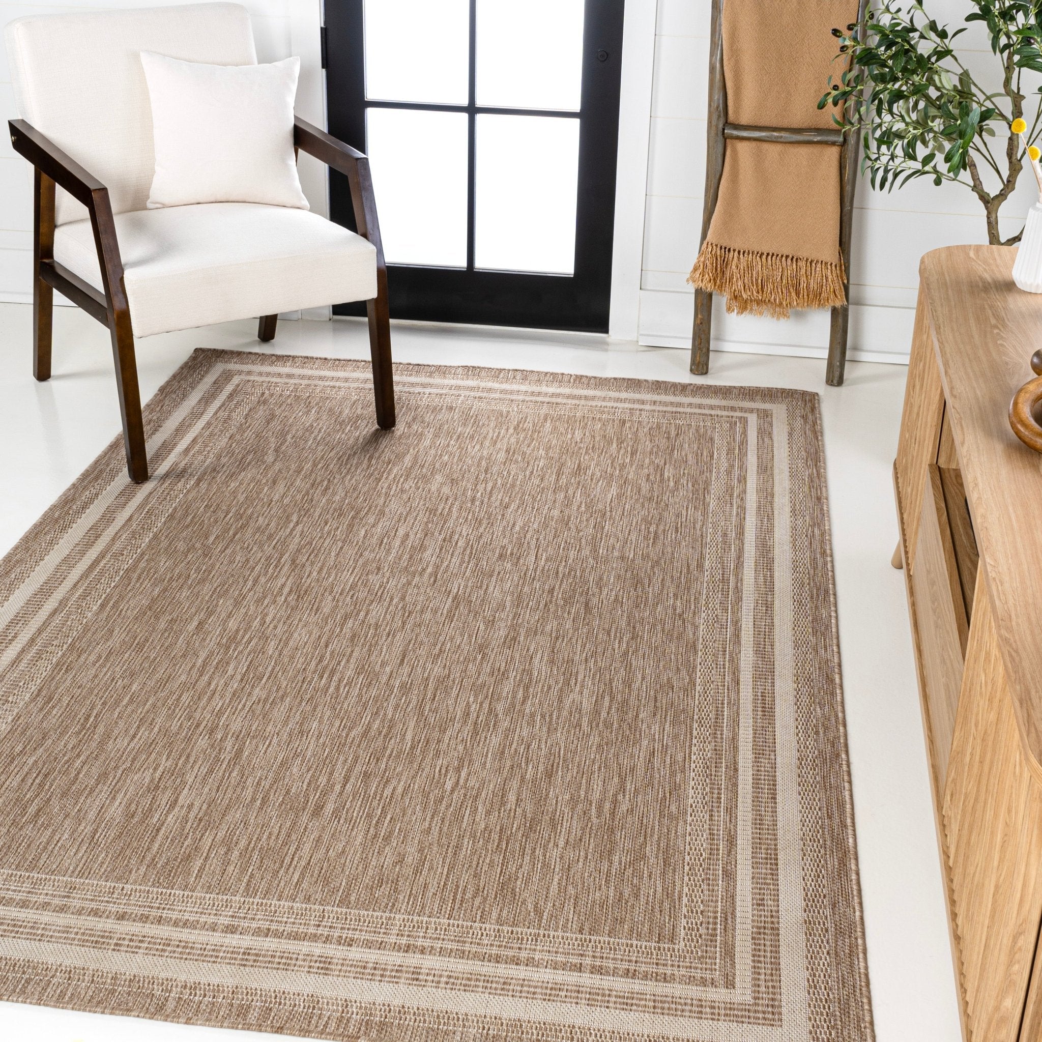 Lido Traditional Casual Pinstripe Border Indoor/Outdoor Area Rug