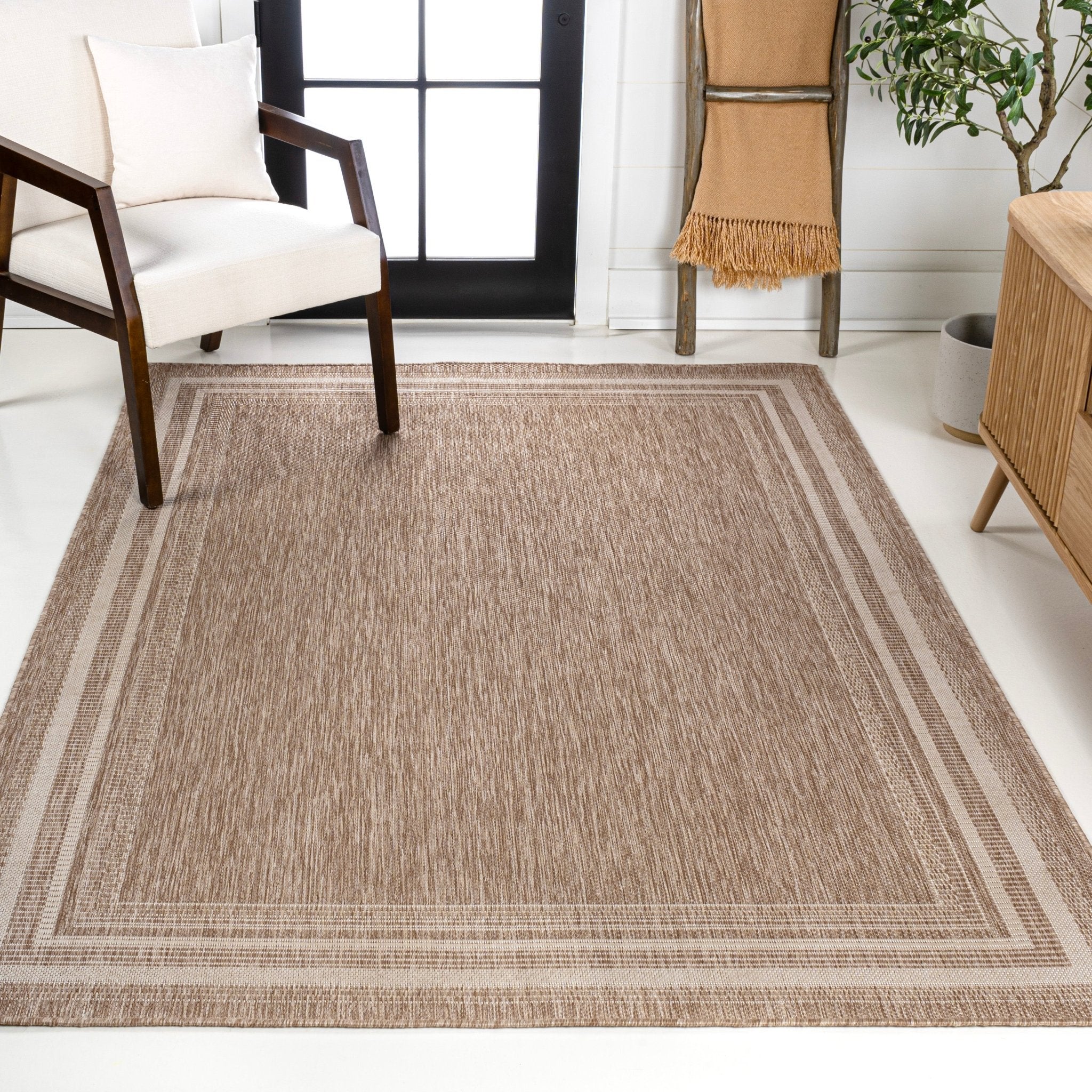 Lido Traditional Casual Pinstripe Border Indoor/Outdoor Area Rug