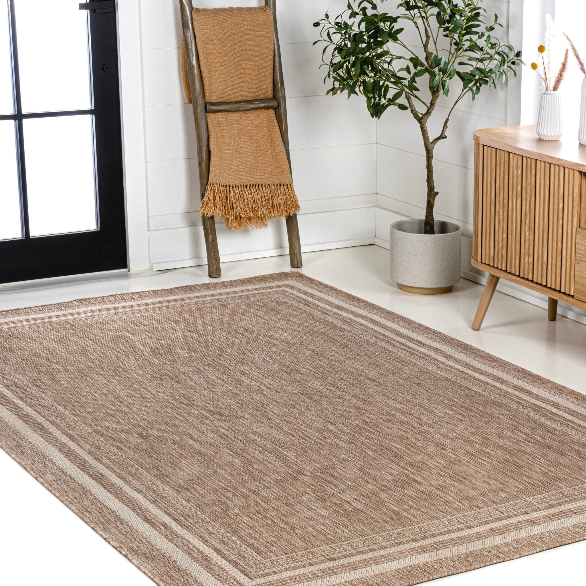Lido Traditional Casual Pinstripe Border Indoor/Outdoor Area Rug