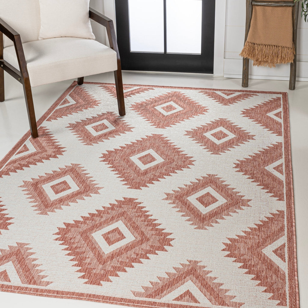 Lior Geometric Moroccan Diamond Indoor/Outdoor Runner Rug