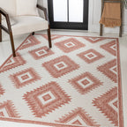 Lior Geometric Moroccan Diamond Indoor/Outdoor Runner Rug