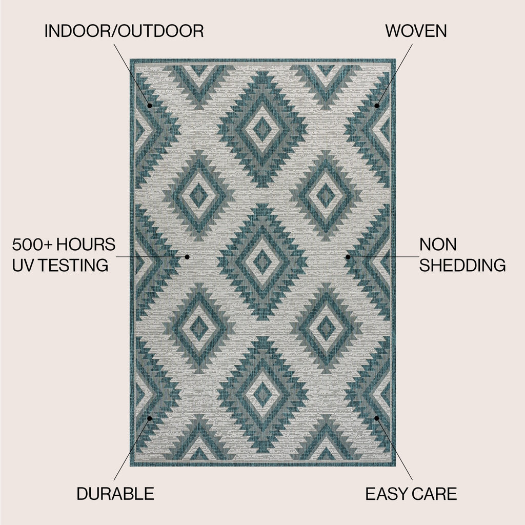Lior Geometric Moroccan Diamond Indoor/Outdoor Runner Rug
