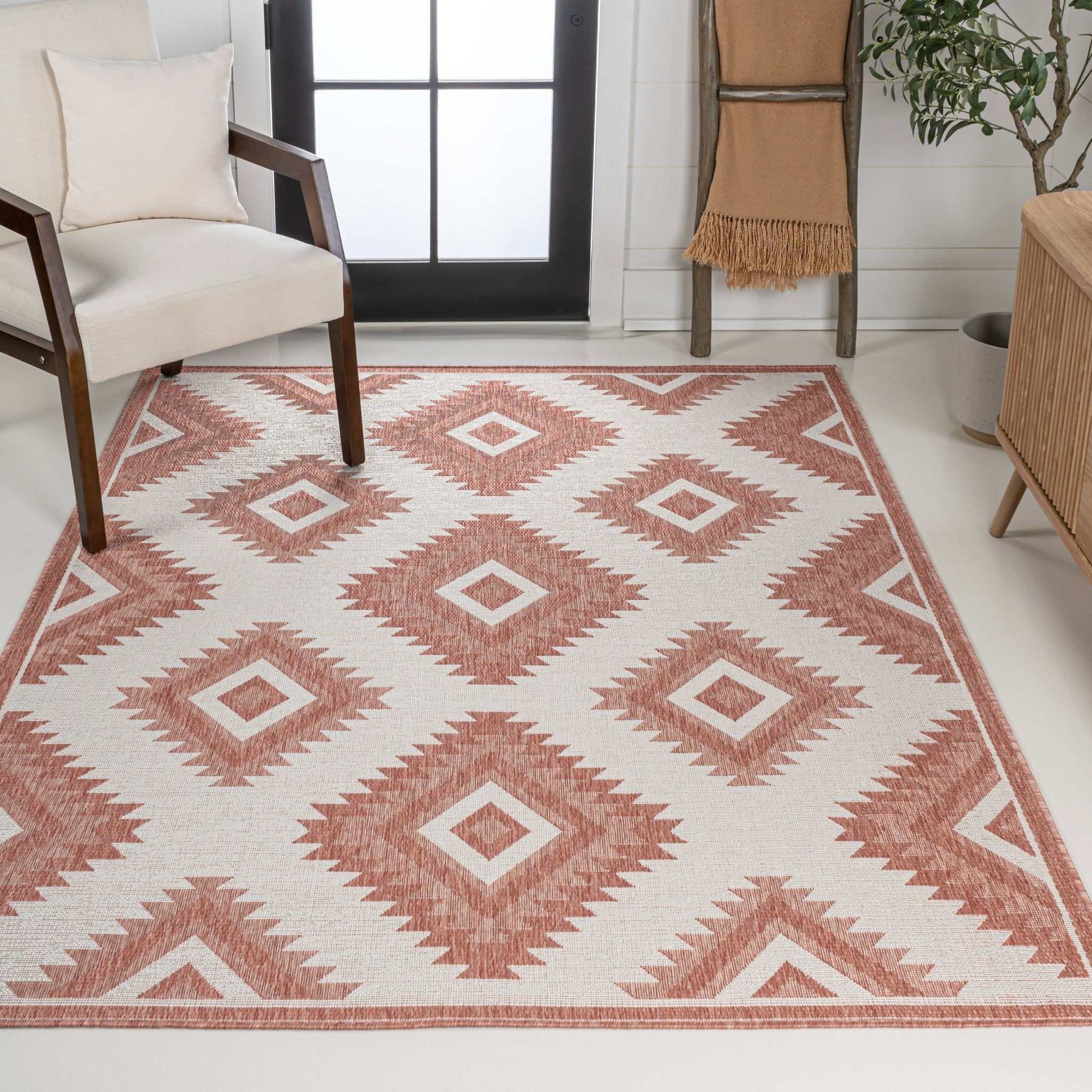 Lior Geometric Moroccan Diamond Indoor/Outdoor Runner Rug