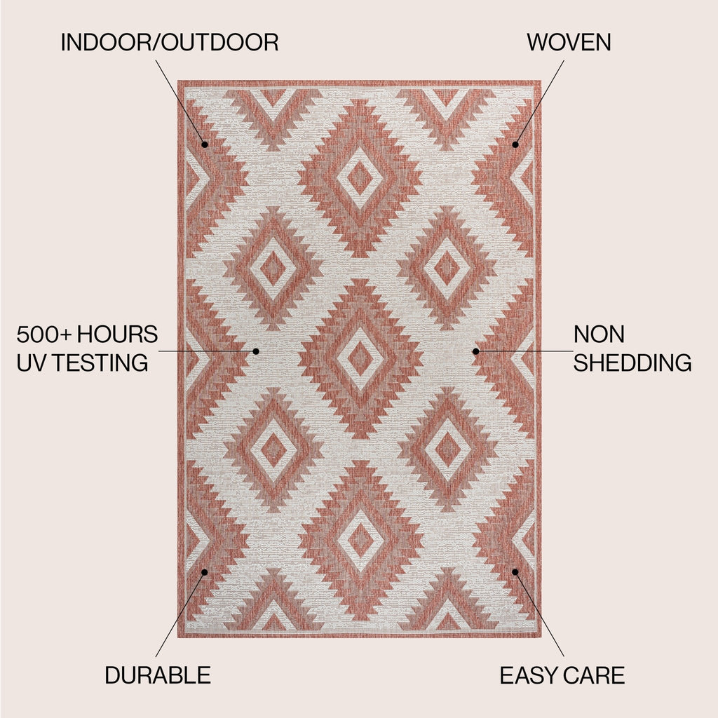 Lior Geometric Moroccan Diamond Indoor/Outdoor Runner Rug