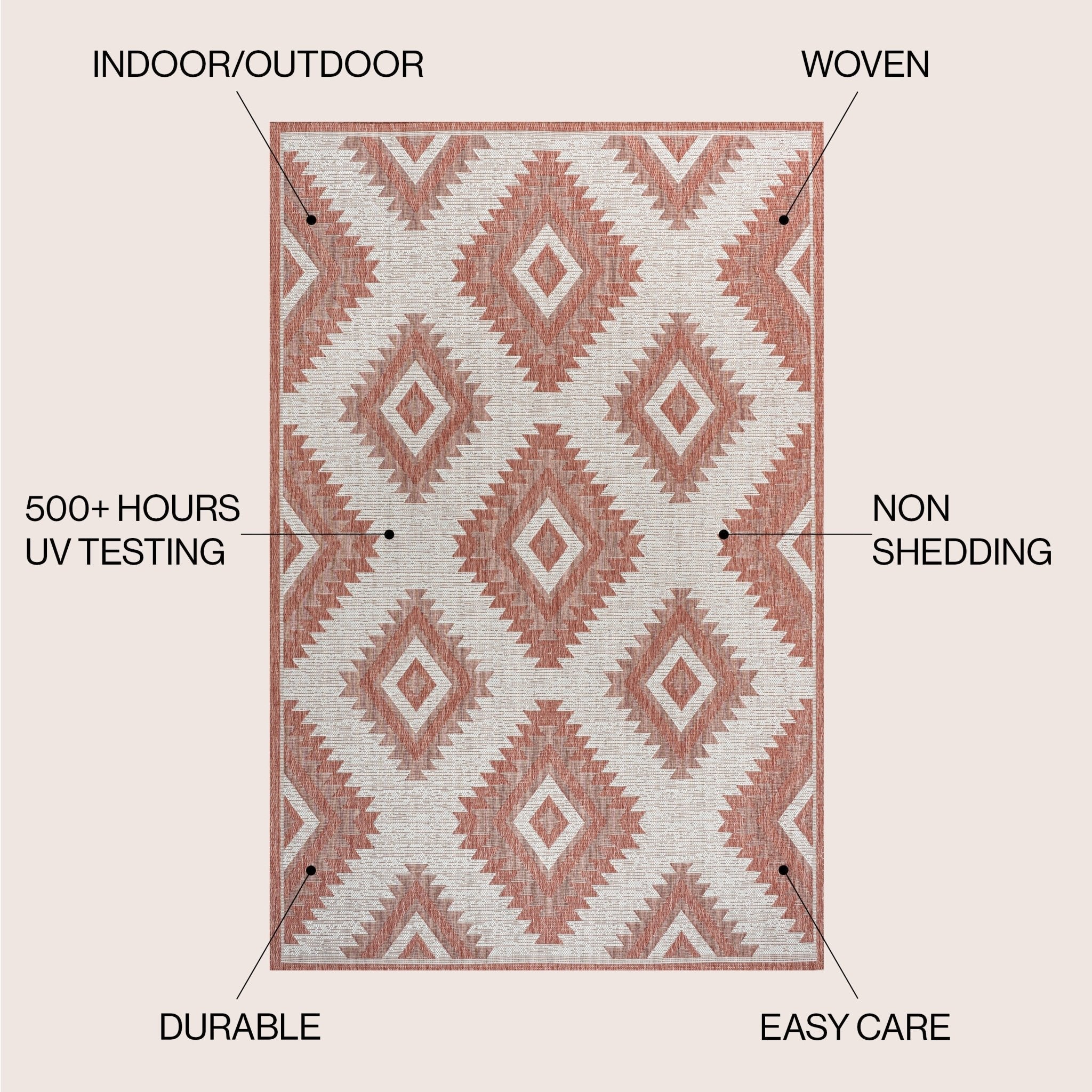Lior Geometric Moroccan Diamond Indoor/Outdoor Runner Rug