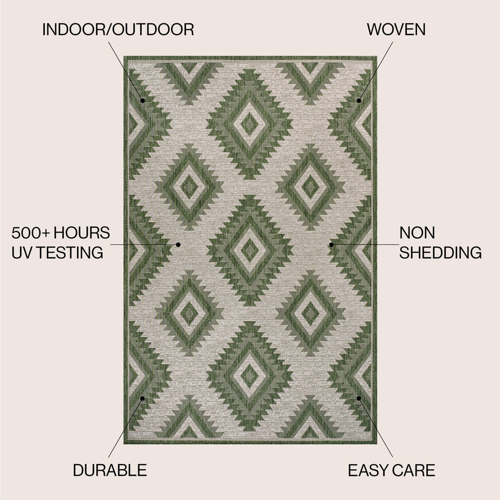 Lior Geometric Moroccan Diamond Indoor/Outdoor Runner Rug
