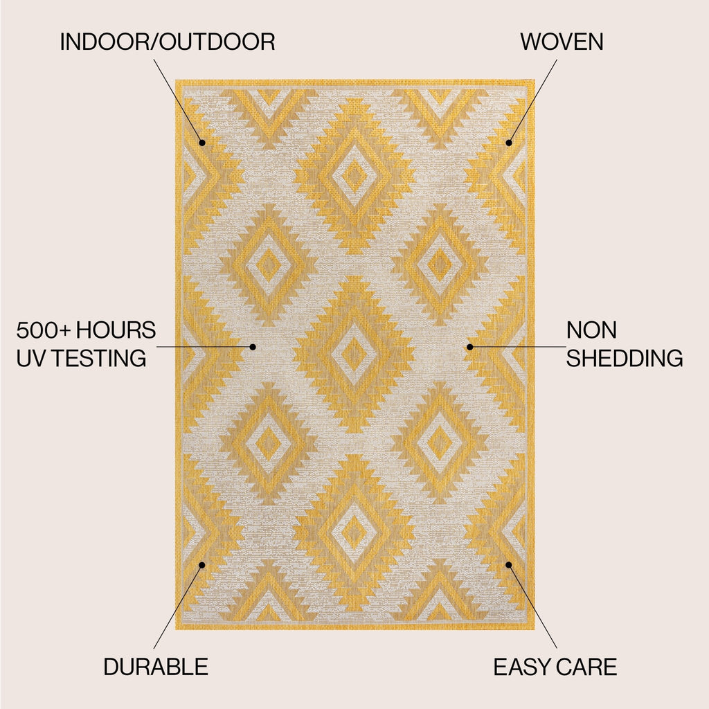 Lior Geometric Moroccan Diamond Indoor/Outdoor Runner Rug