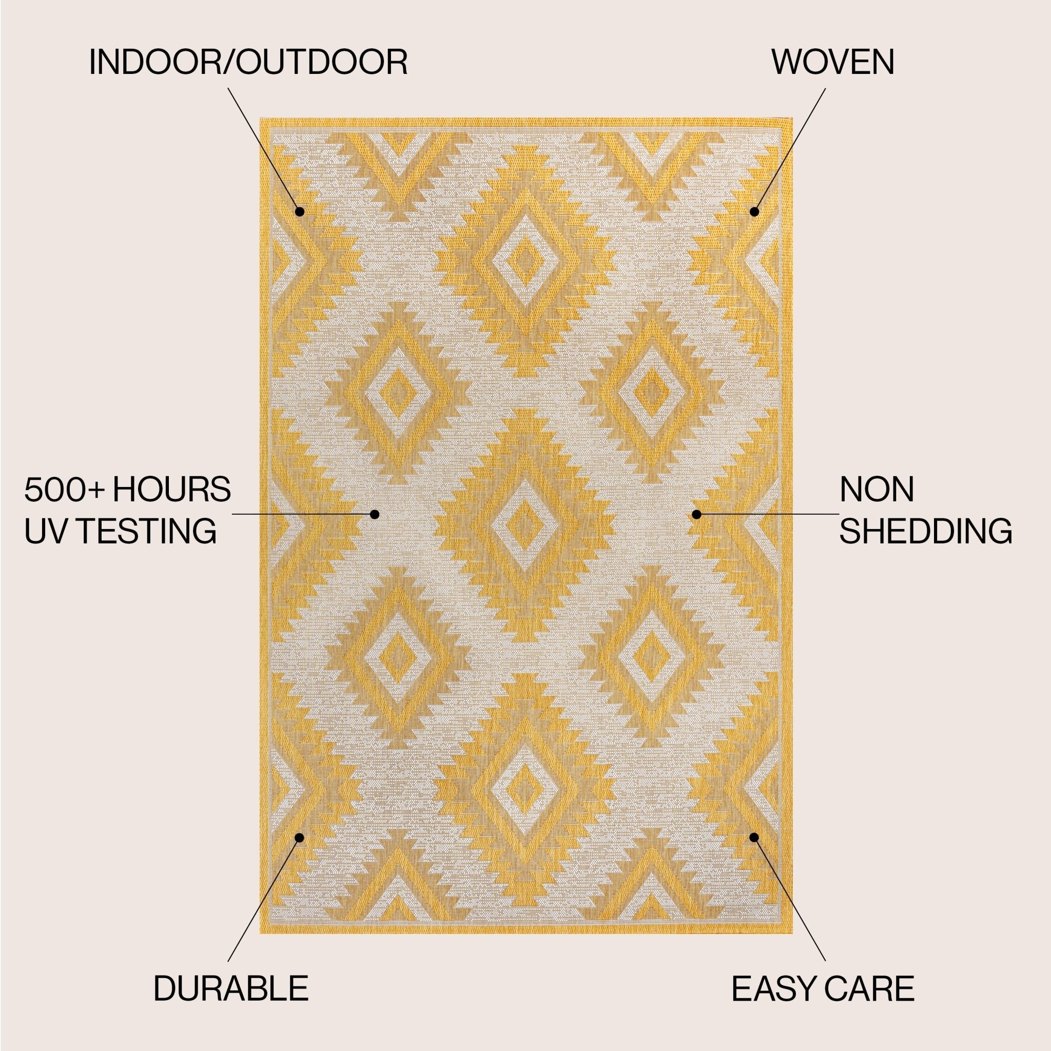 Lior Geometric Moroccan Diamond Indoor/Outdoor Runner Rug