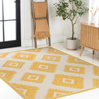 Lior Geometric Moroccan Diamond Indoor/Outdoor Runner Rug