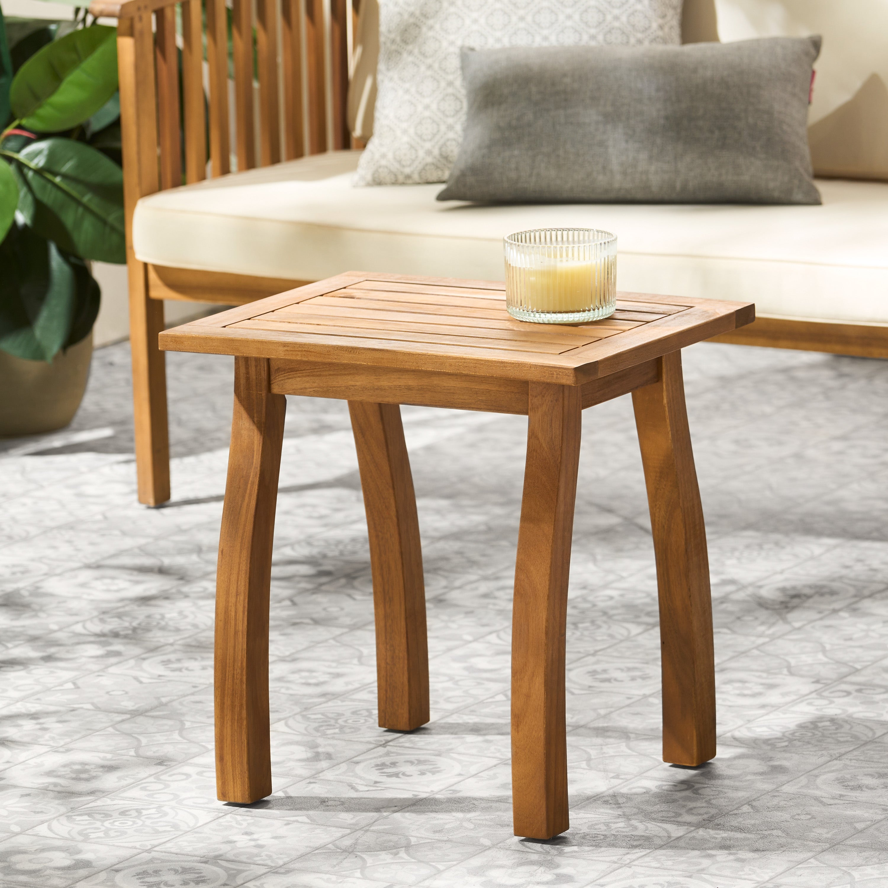 Selma Acacia Wood Outdoor Accent Side Table