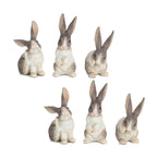 Long Ear Rabbit Figurine, Set of 6