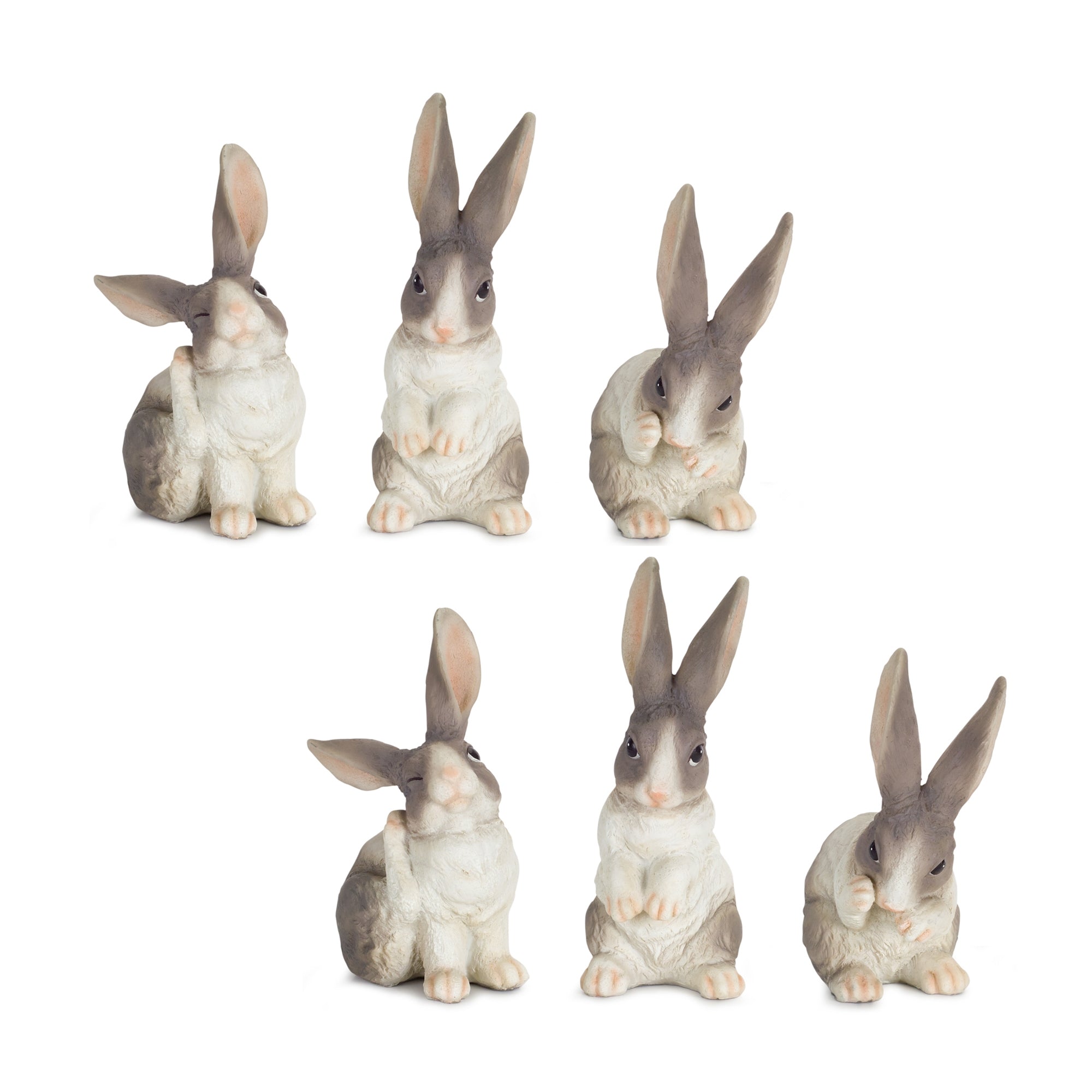 Long Ear Rabbit Figurine, Set of 6