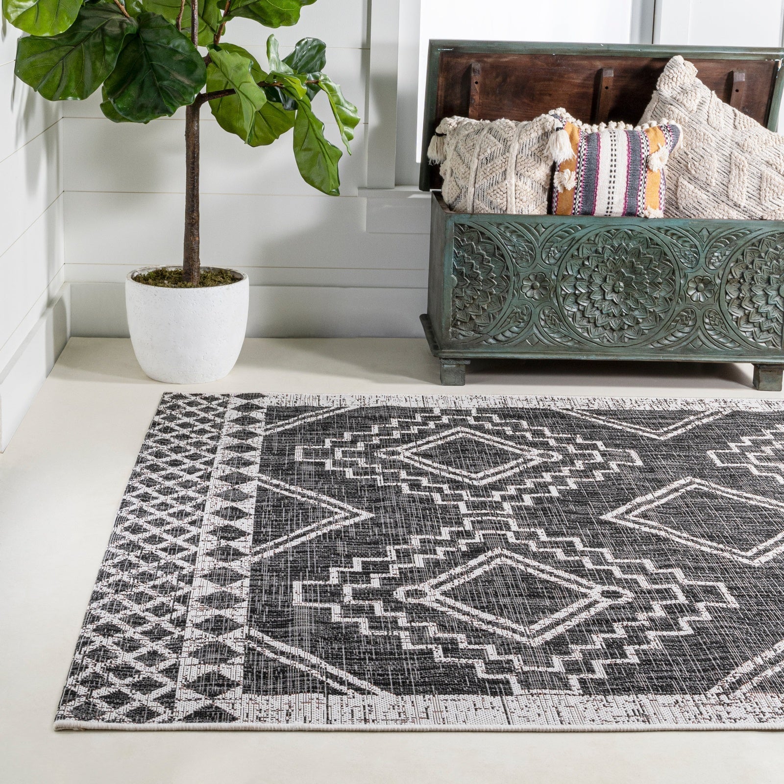 Marokko Diamond Tribal Medallion Indoor/Outdoor Runner Rug