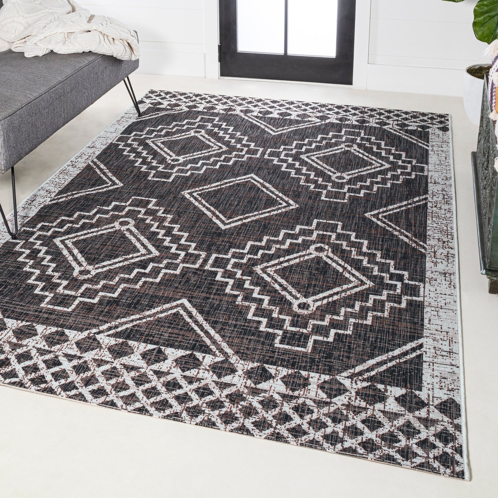 Marokko Diamond Tribal Medallion Indoor/Outdoor Runner Rug