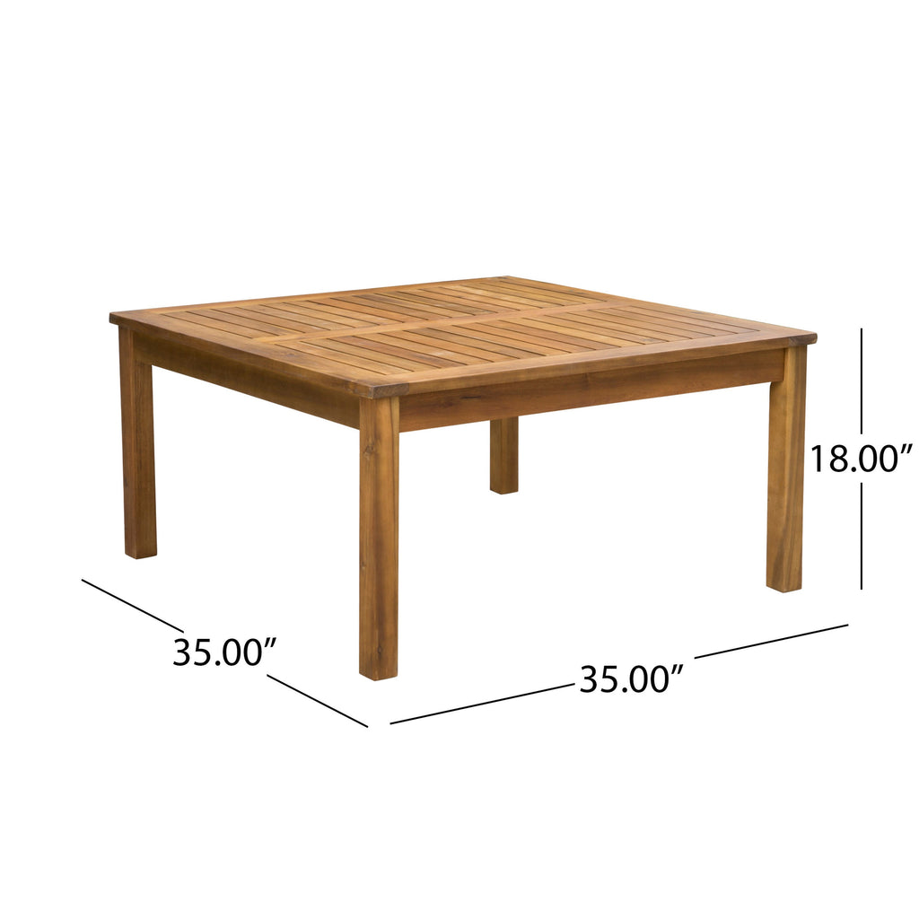 Perla Outdoor Rustic Coffee Table with Slat Design