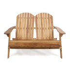 Outdoor Adirondack Loveseat with Hand Crafted Details, Natural