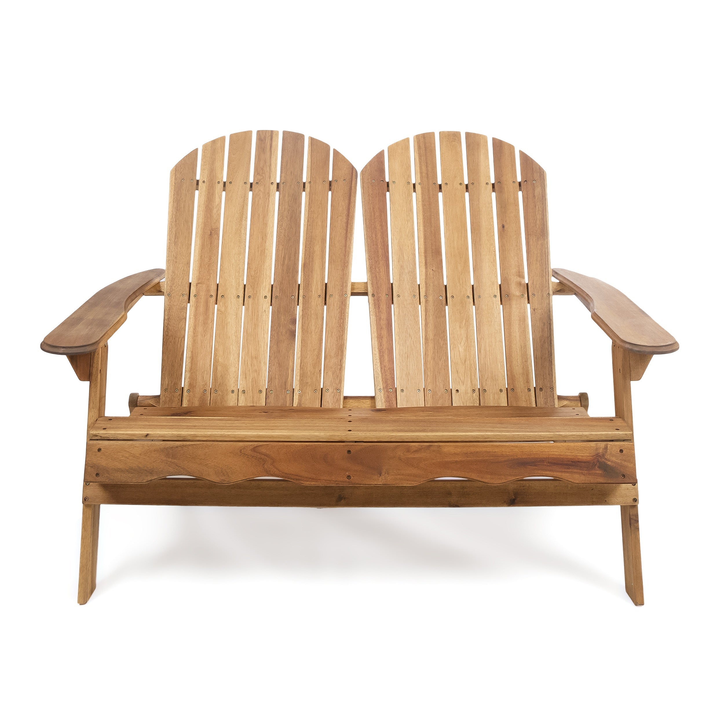 Outdoor Adirondack Loveseat with Hand Crafted Details, Natural