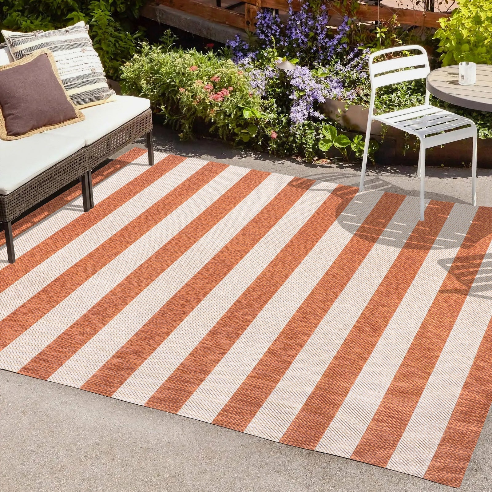 Negril Two-Tone Wide Stripe Indoor/Outdoor Runner Rug