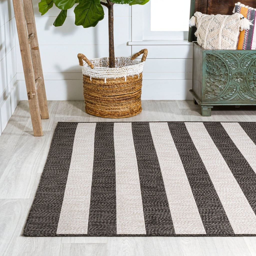 Negril Two-Tone Wide Stripe Indoor/Outdoor Runner Rug