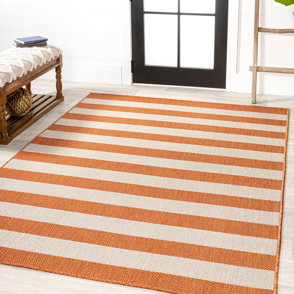 Negril Two-Tone Wide Stripe Indoor/Outdoor Runner Rug
