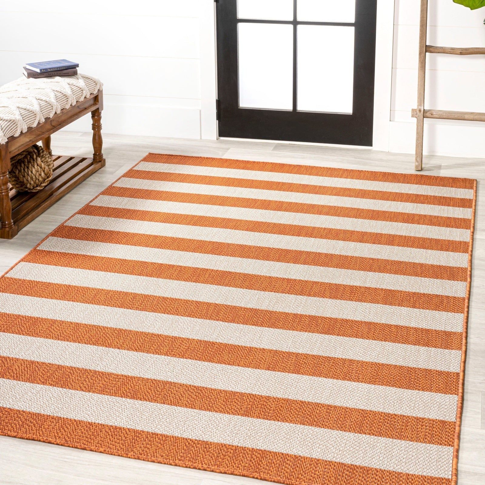 Negril Two-Tone Wide Stripe Indoor/Outdoor Runner Rug