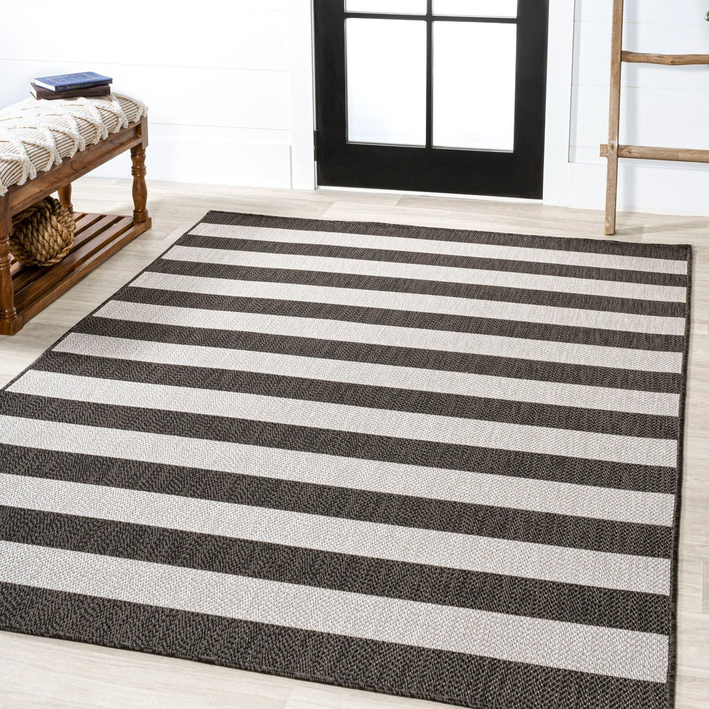 Negril Two-Tone Wide Stripe Indoor/Outdoor Runner Rug