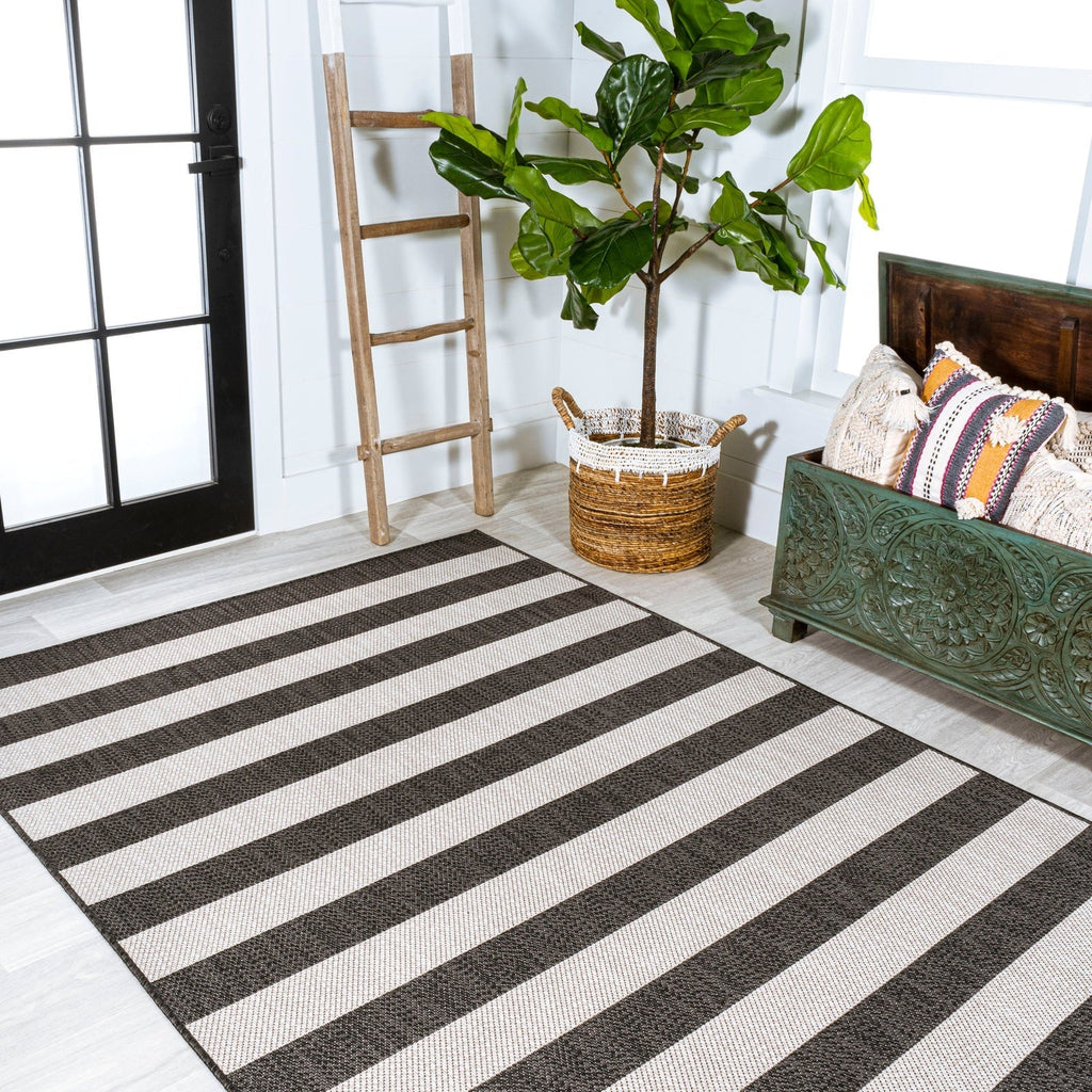 Negril Two-Tone Wide Stripe Indoor/Outdoor Runner Rug