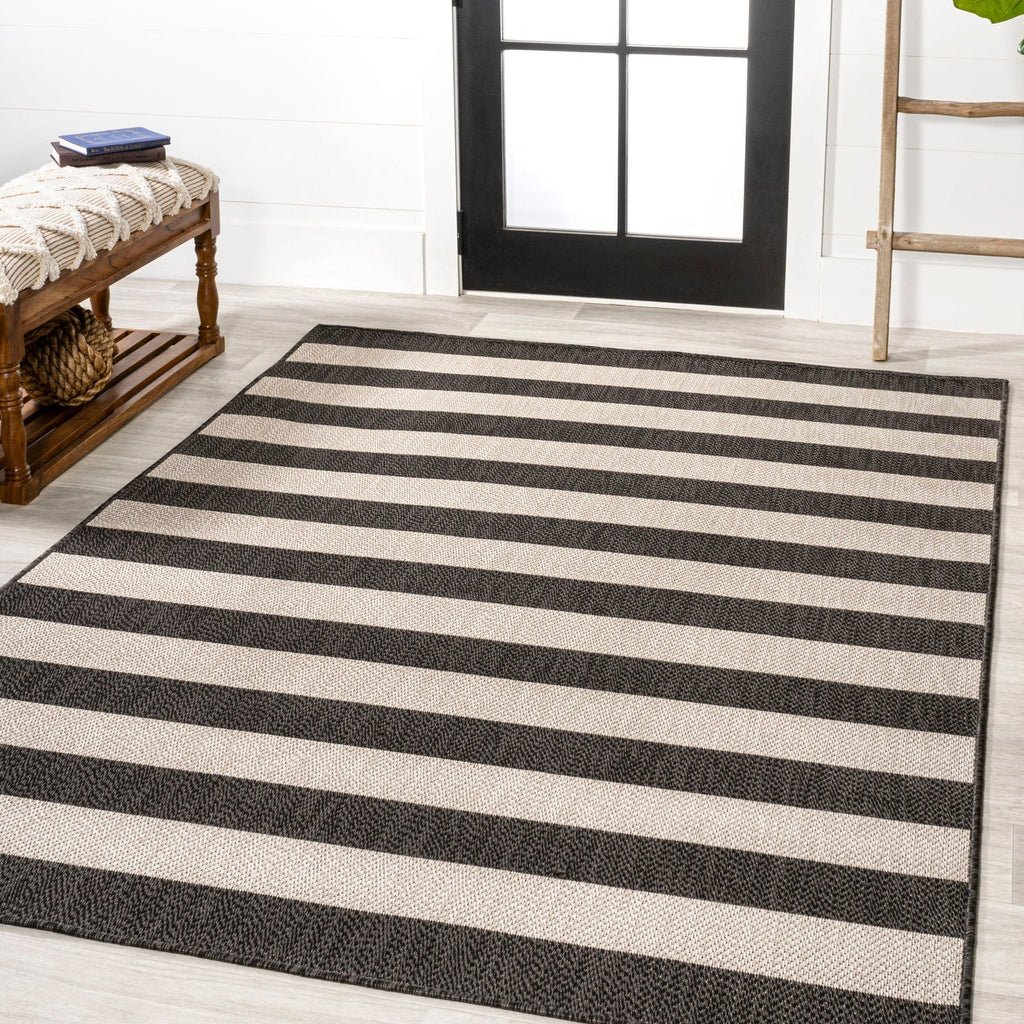 Negril Two-Tone Wide Stripe Indoor/Outdoor Runner Rug
