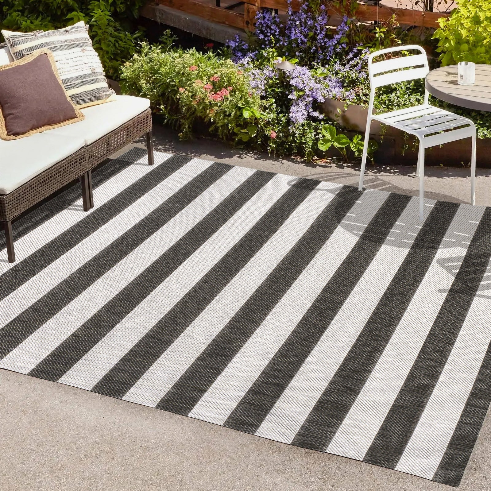 Negril Two-Tone Wide Stripe Indoor/Outdoor Runner Rug