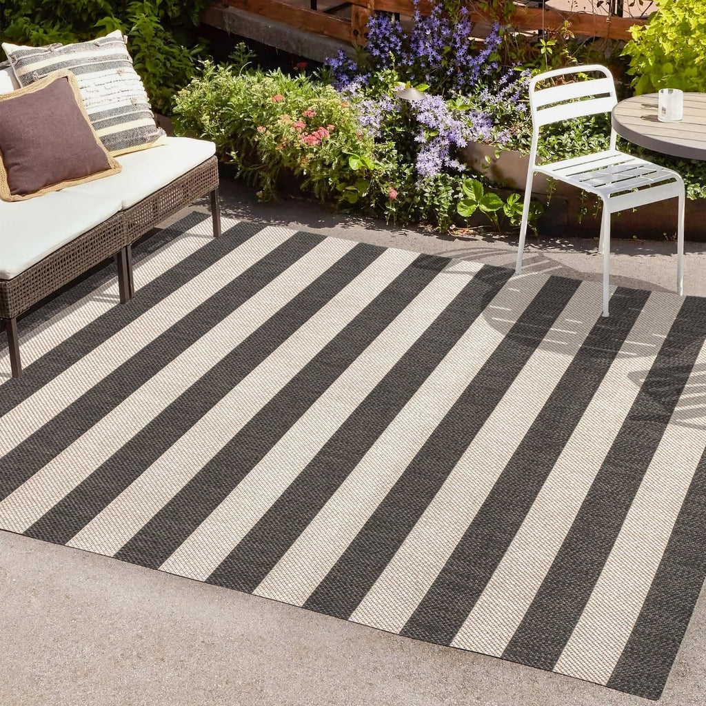 Negril Two-Tone Wide Stripe Indoor/Outdoor Runner Rug